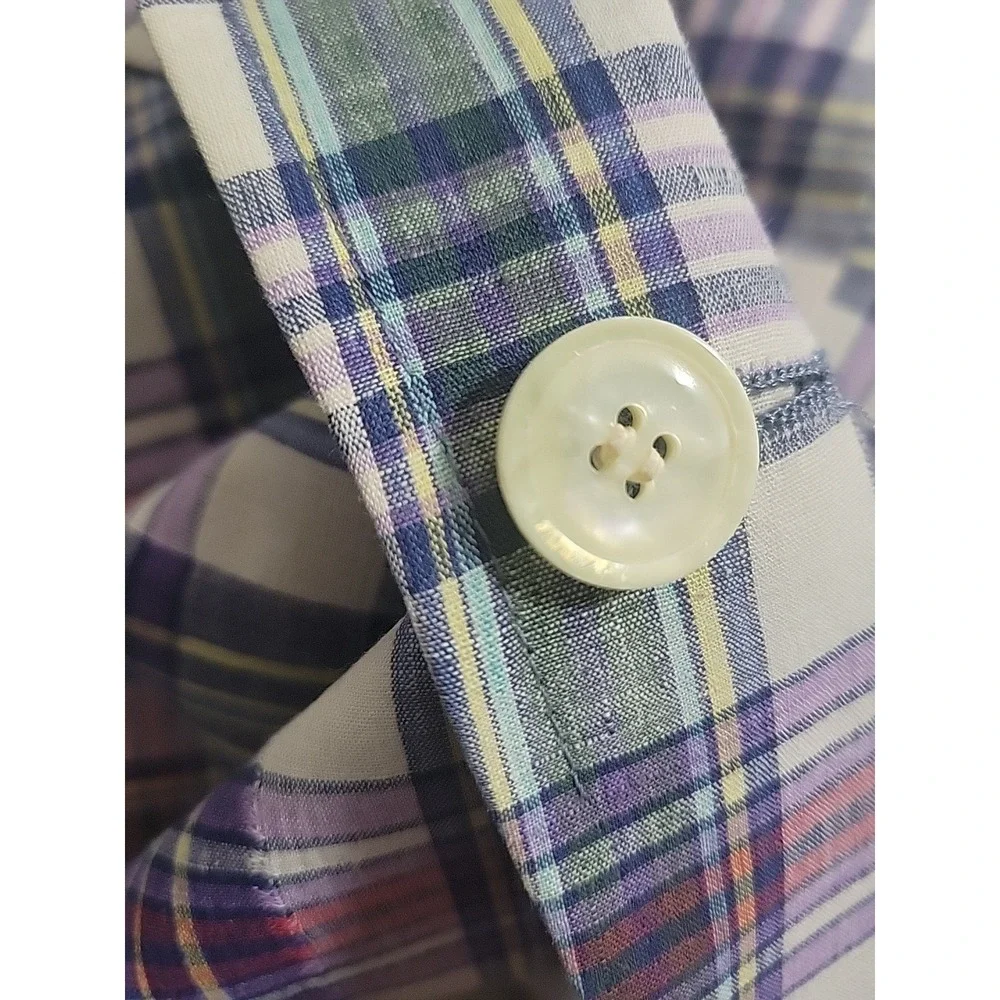 Vintage Brooks Brothers Multicolor Plaid Madras Cotton Sack Blazer 43L